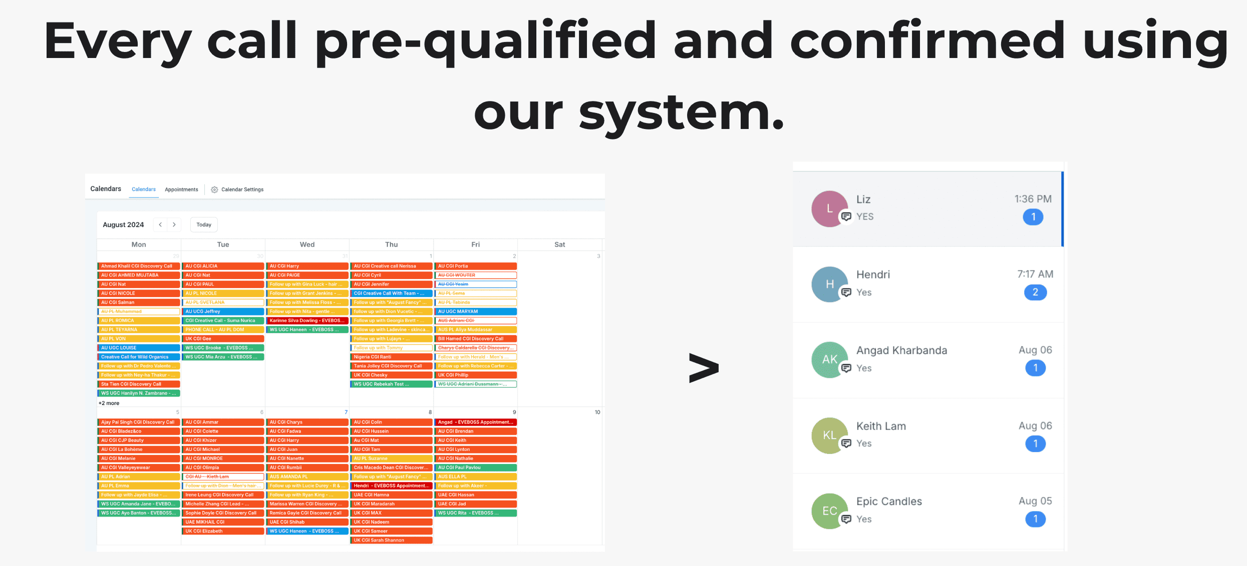 Calendar full of booked calls