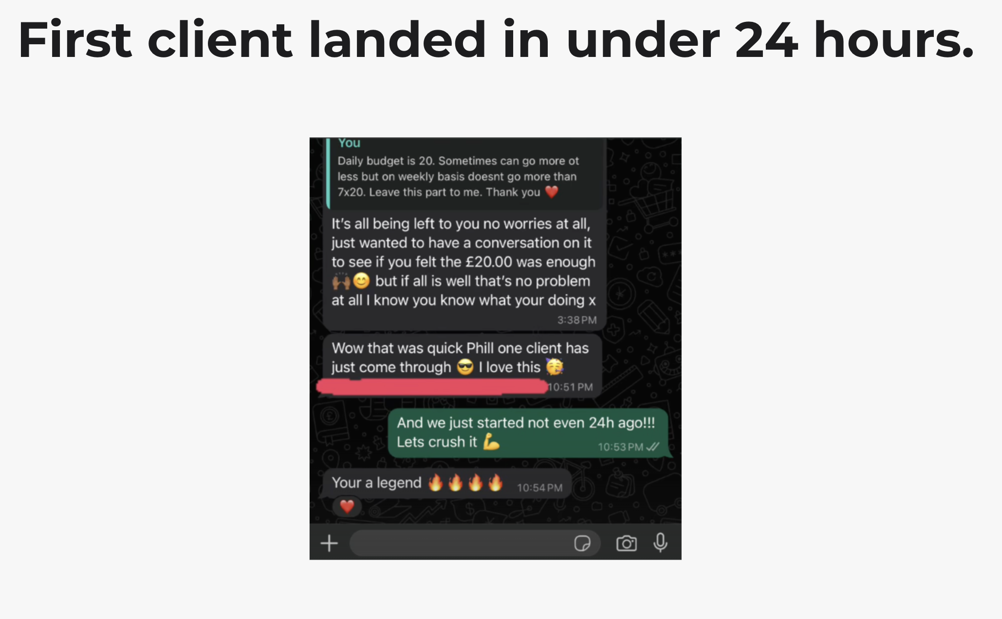 First clients signed within 24hrs of ads start